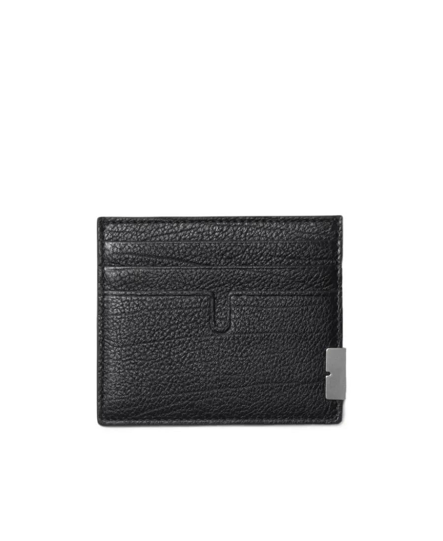 Grained-Texture Logo Engraved Cardholder