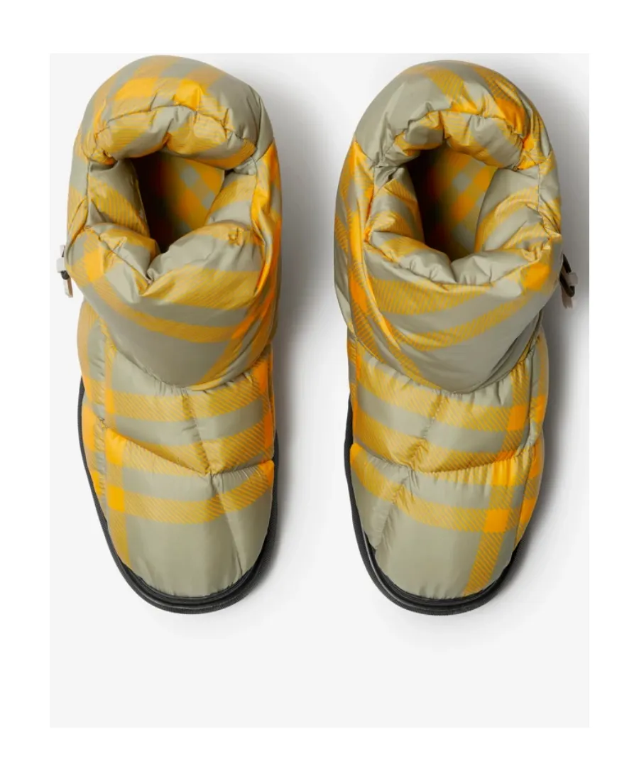 Check Pillow Drawstring Padded Ankle Boots