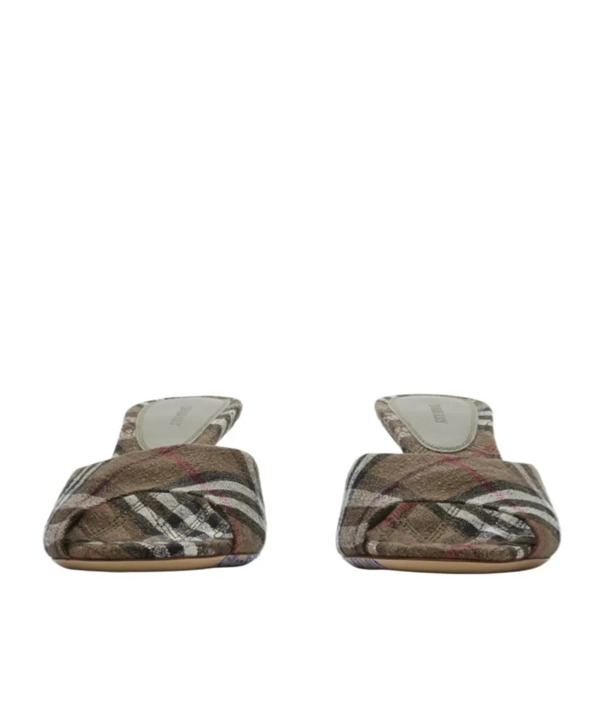 Checked Slip-On Mules