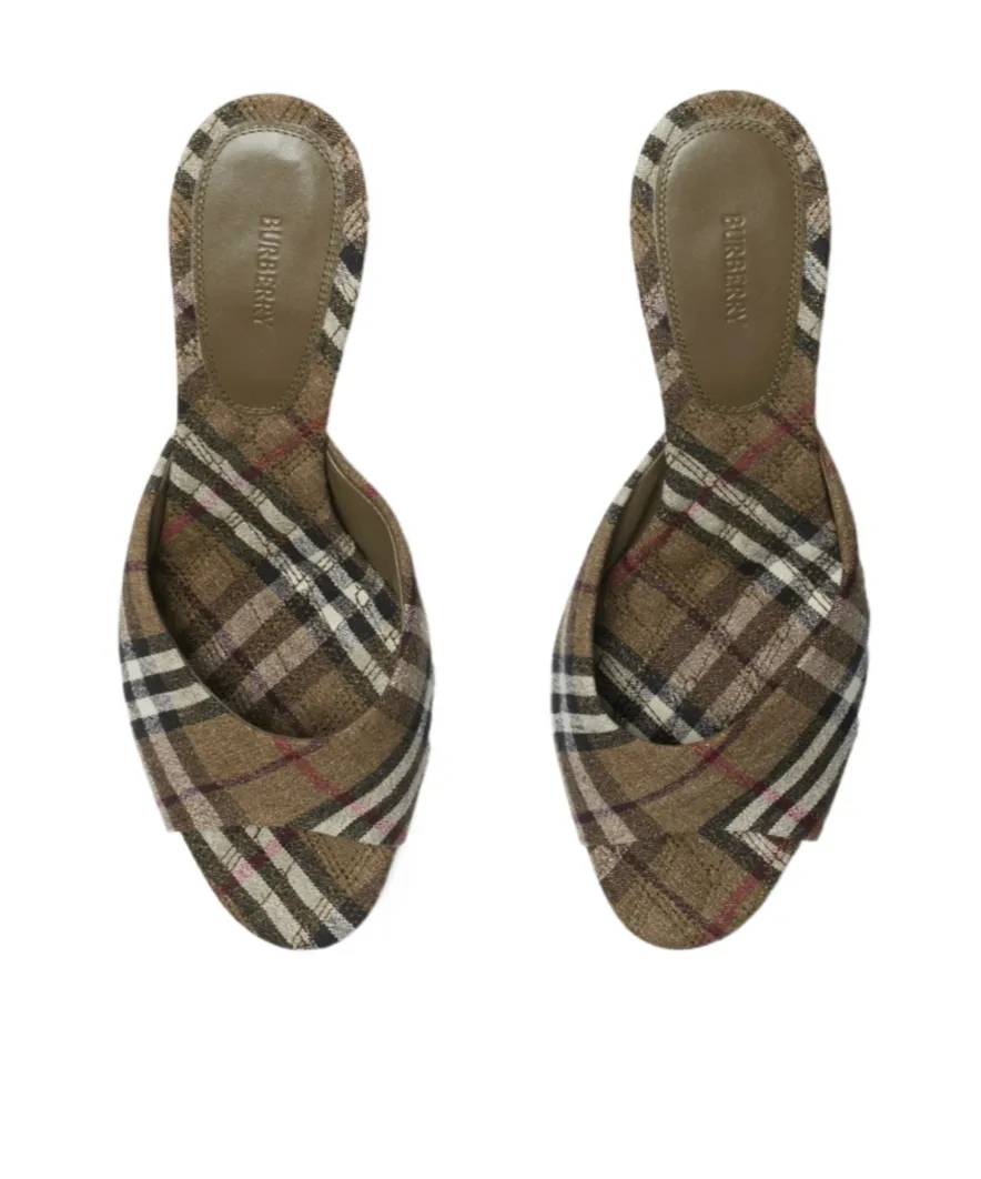 Checked Slip-On Mules