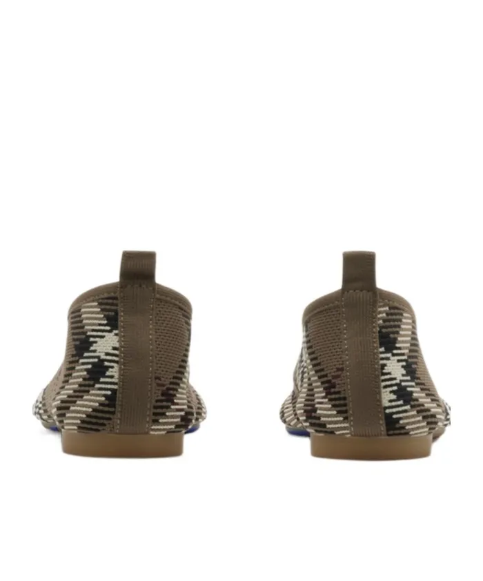 Check Pattern Slip-On Flat Shoes