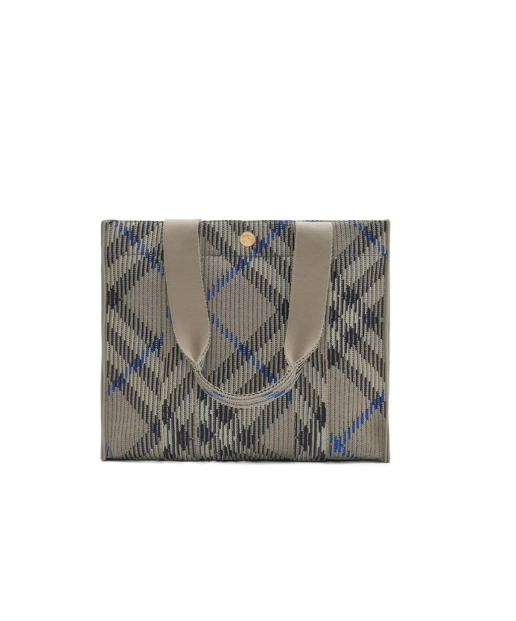 Small Check Knitted Tote Bag