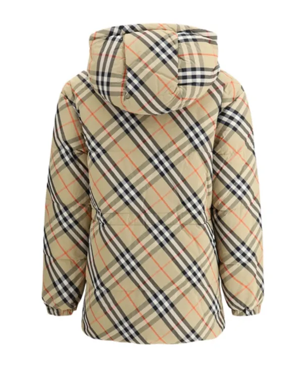Checked Hooded Reversible Down Jacket