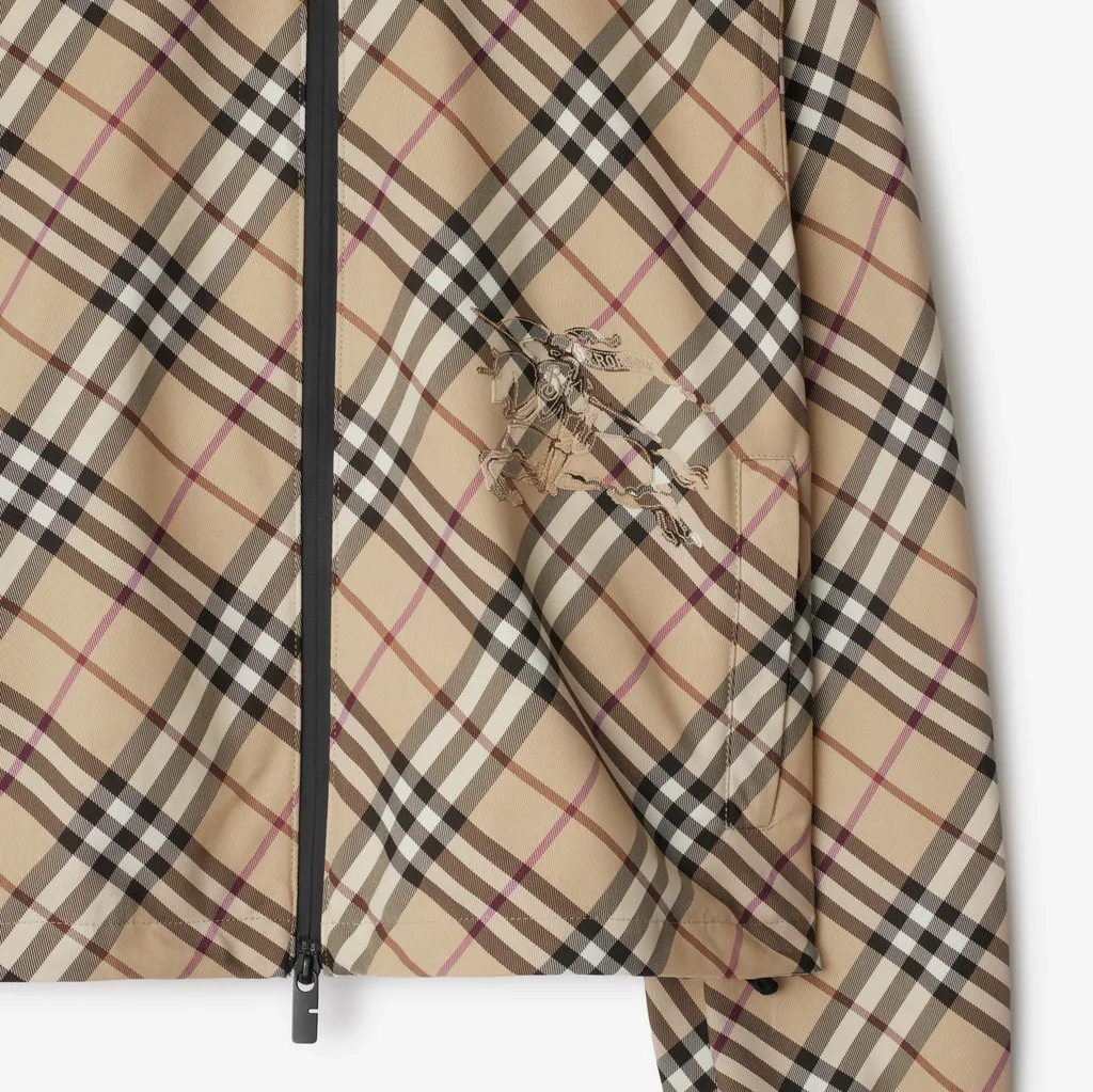 Checked Hooded Zip-Up Jacket