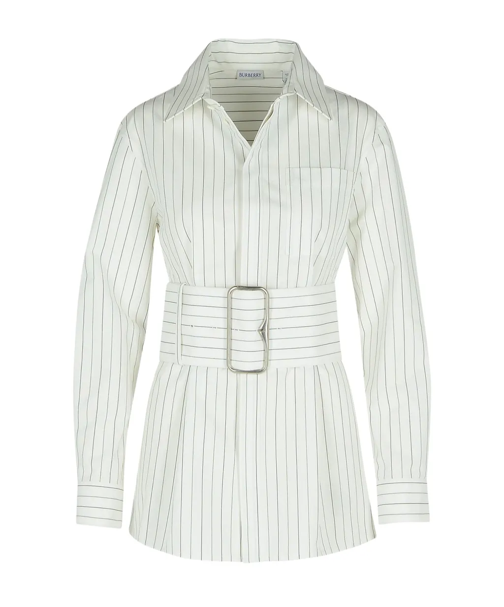 Wide-Belted Striped Shirt