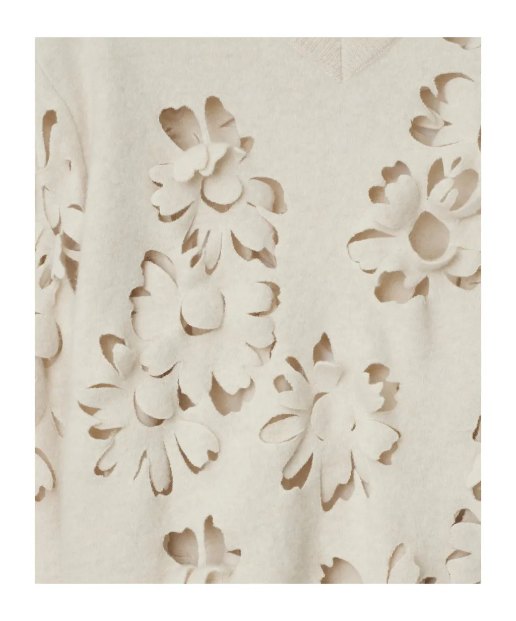 Cut-Out Daisy V-Neck Jumper