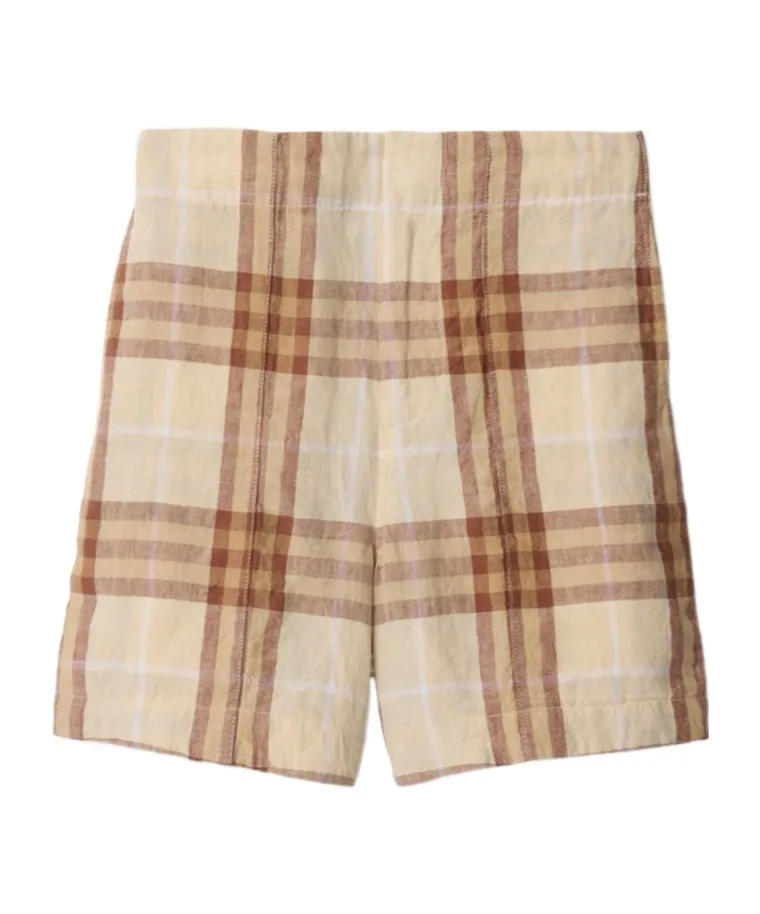 Check Linen Shorts