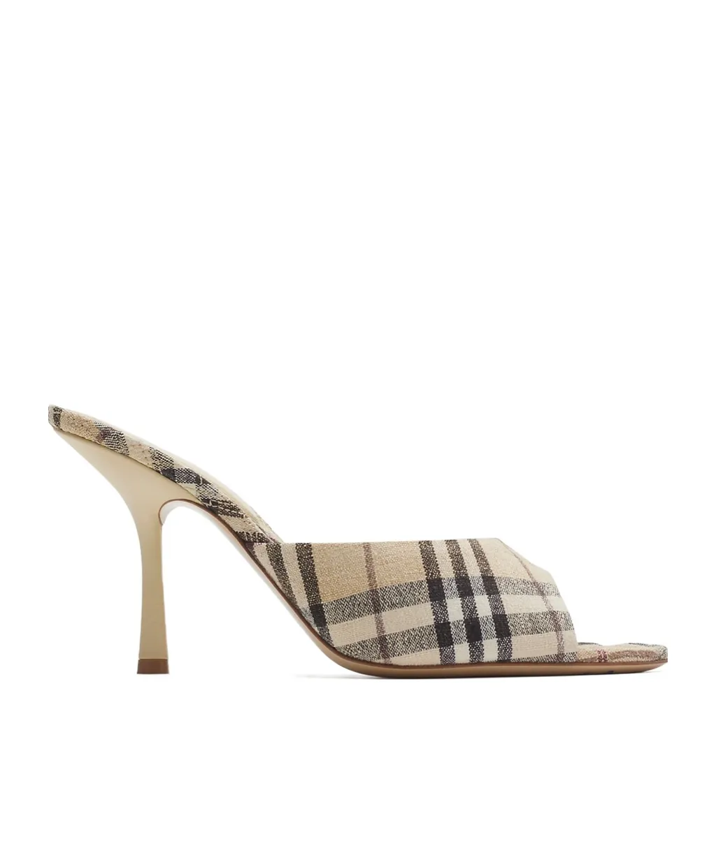 Checked Almond Toe Heeled Sandals