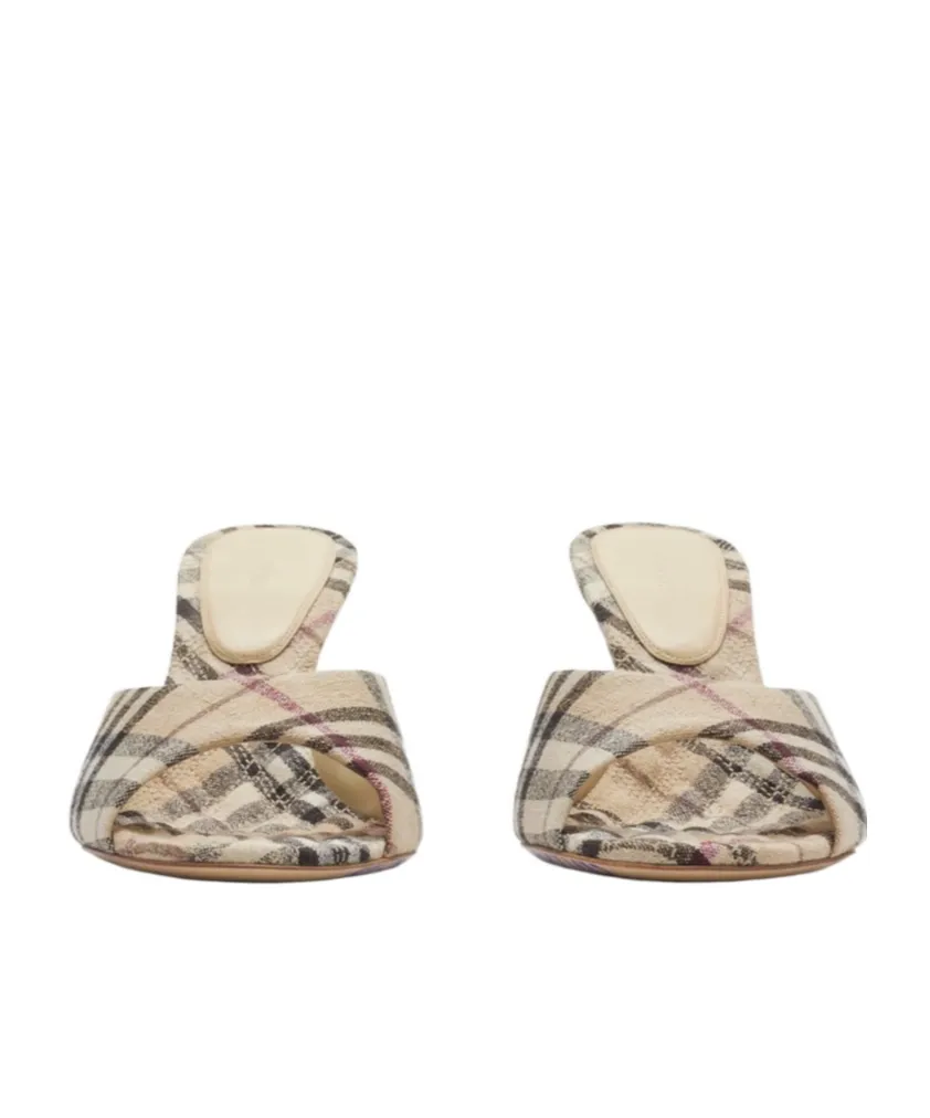 Checked Almond Toe Heeled Sandals