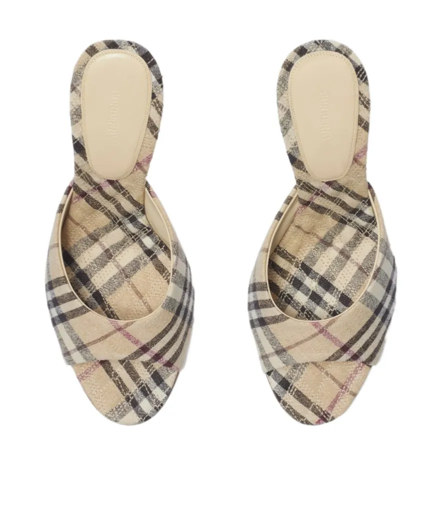 Checked Almond Toe Heeled Sandals