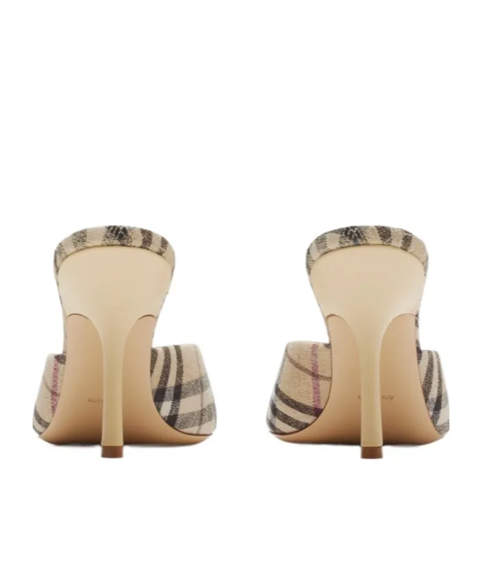 Checked Almond Toe Heeled Sandals