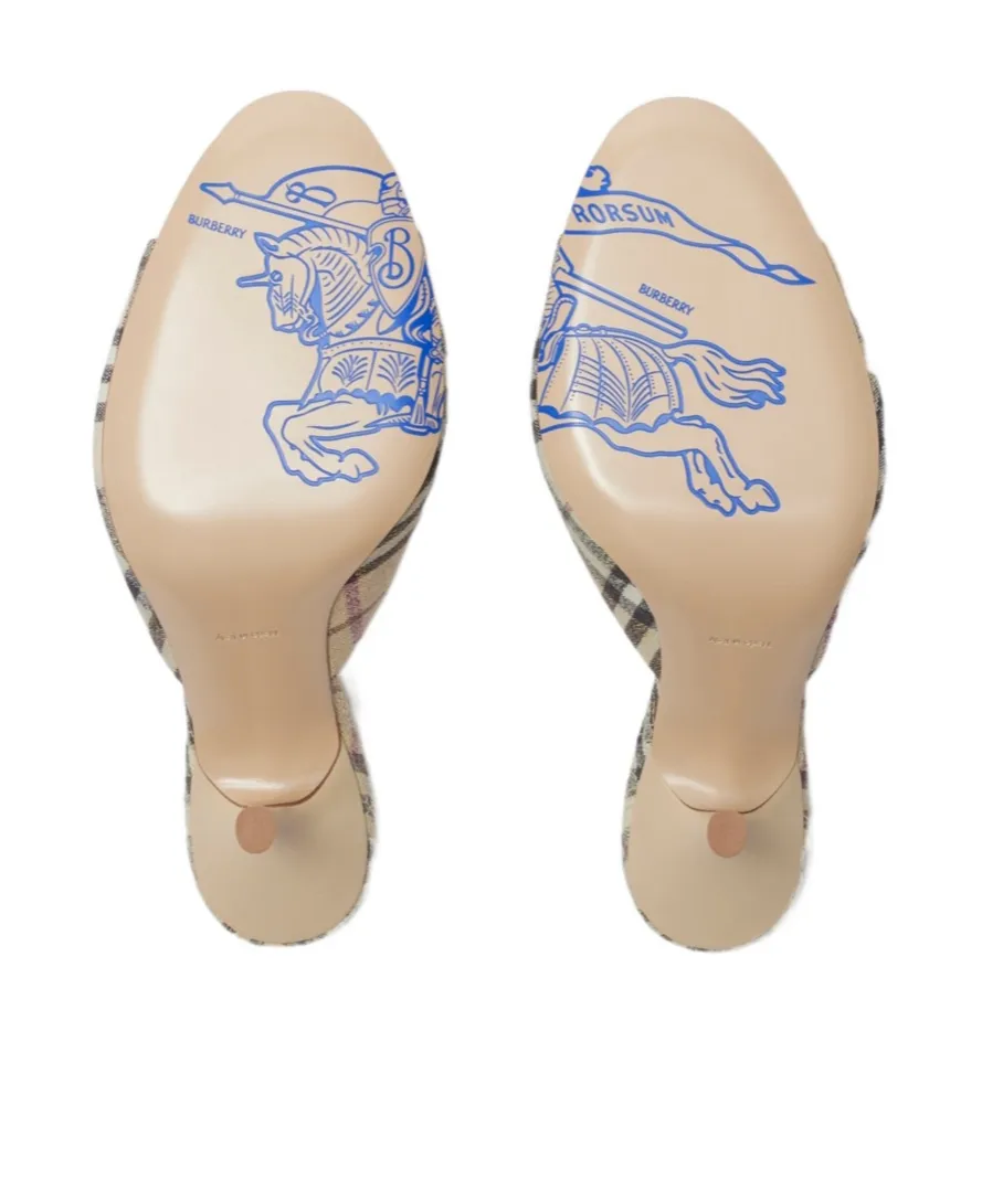 Checked Almond Toe Heeled Sandals