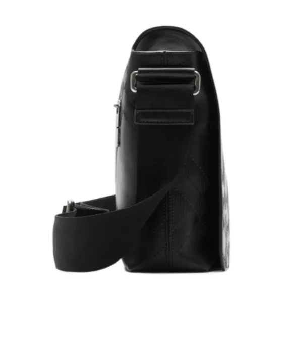 Checked Foldover-Top Messenger Bag