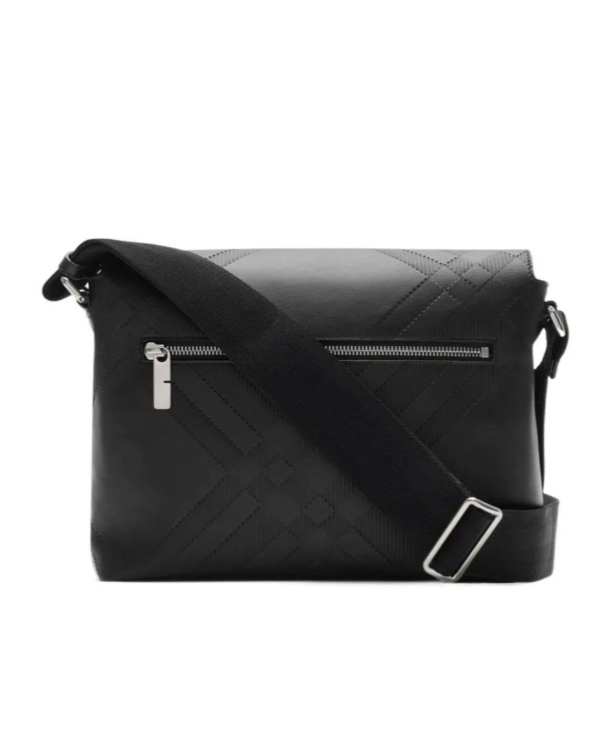 Checked Foldover-Top Messenger Bag
