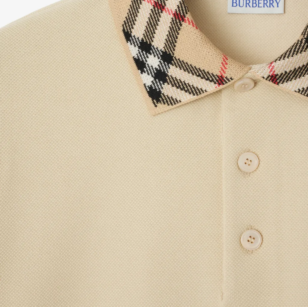 Check Collar Short Sleeved Polo Shirt