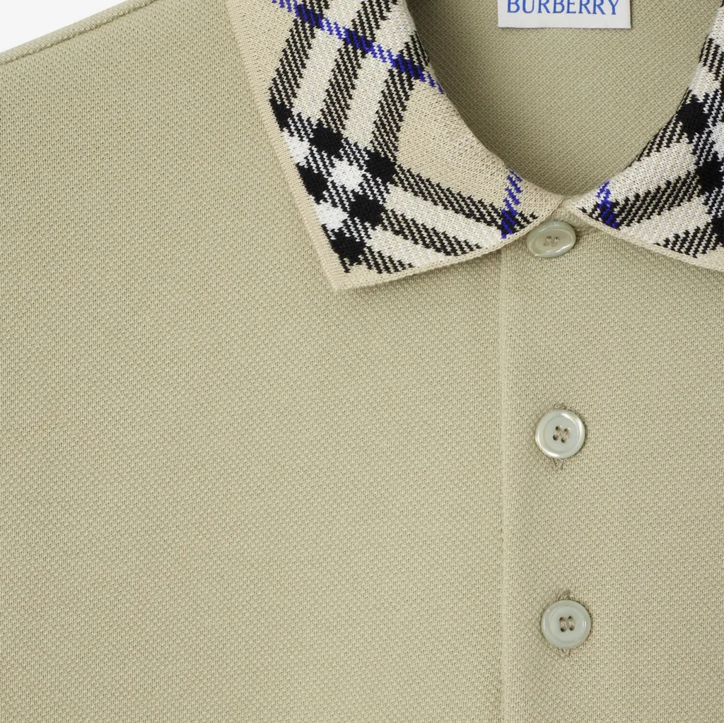 Check Collar Short Sleeved Polo Shirt