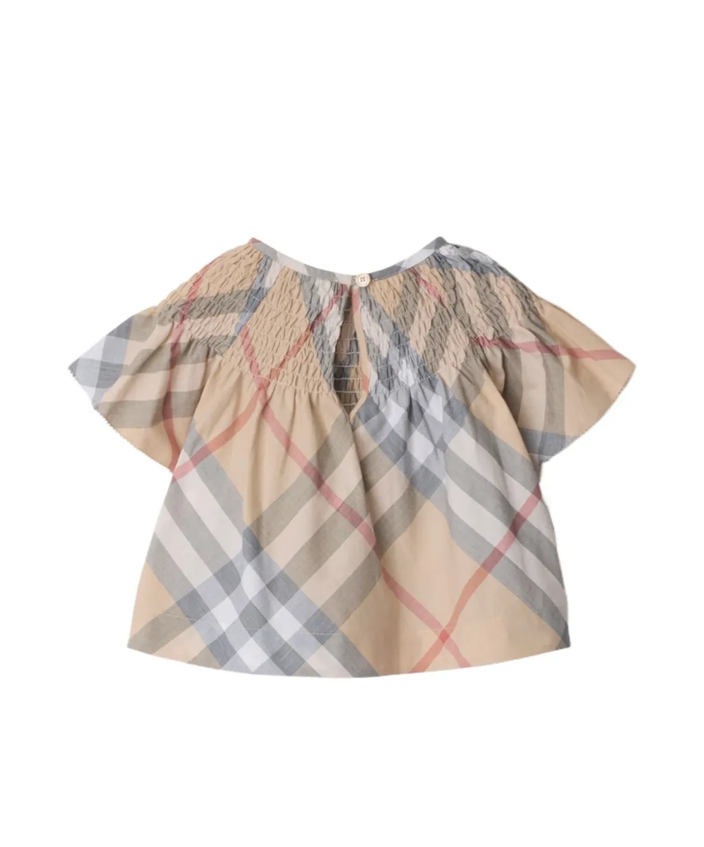 Checked Gathered Detail Blouse