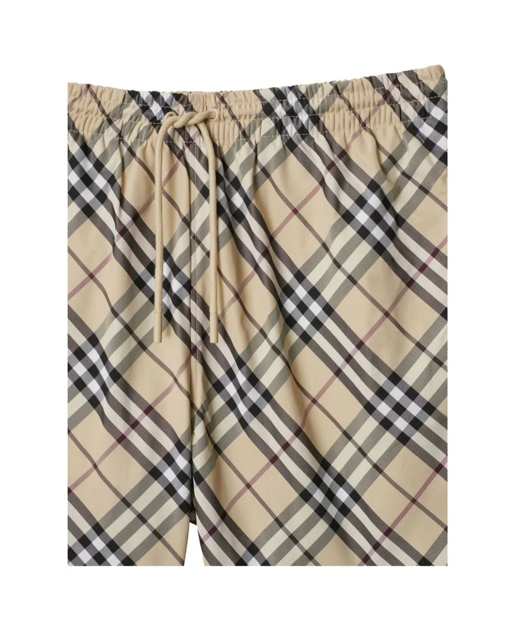 Elasticated Waistband Checked Swim Shorts
