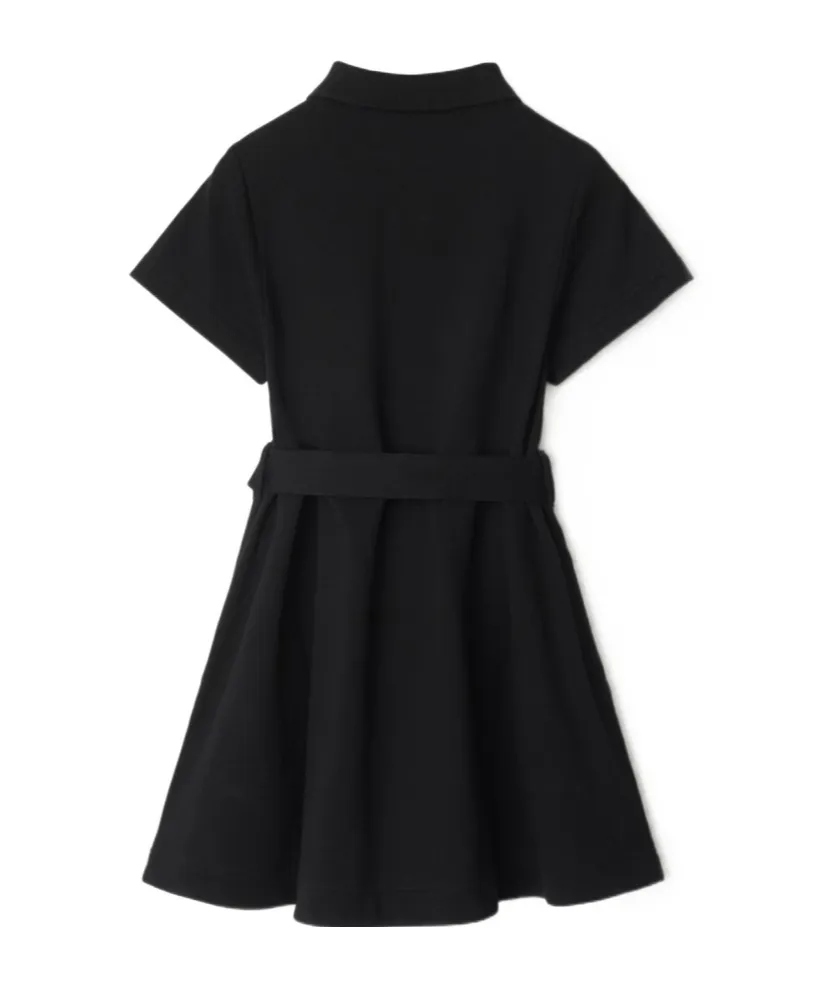 Logo Embroidered Belted Waist Polo Dress