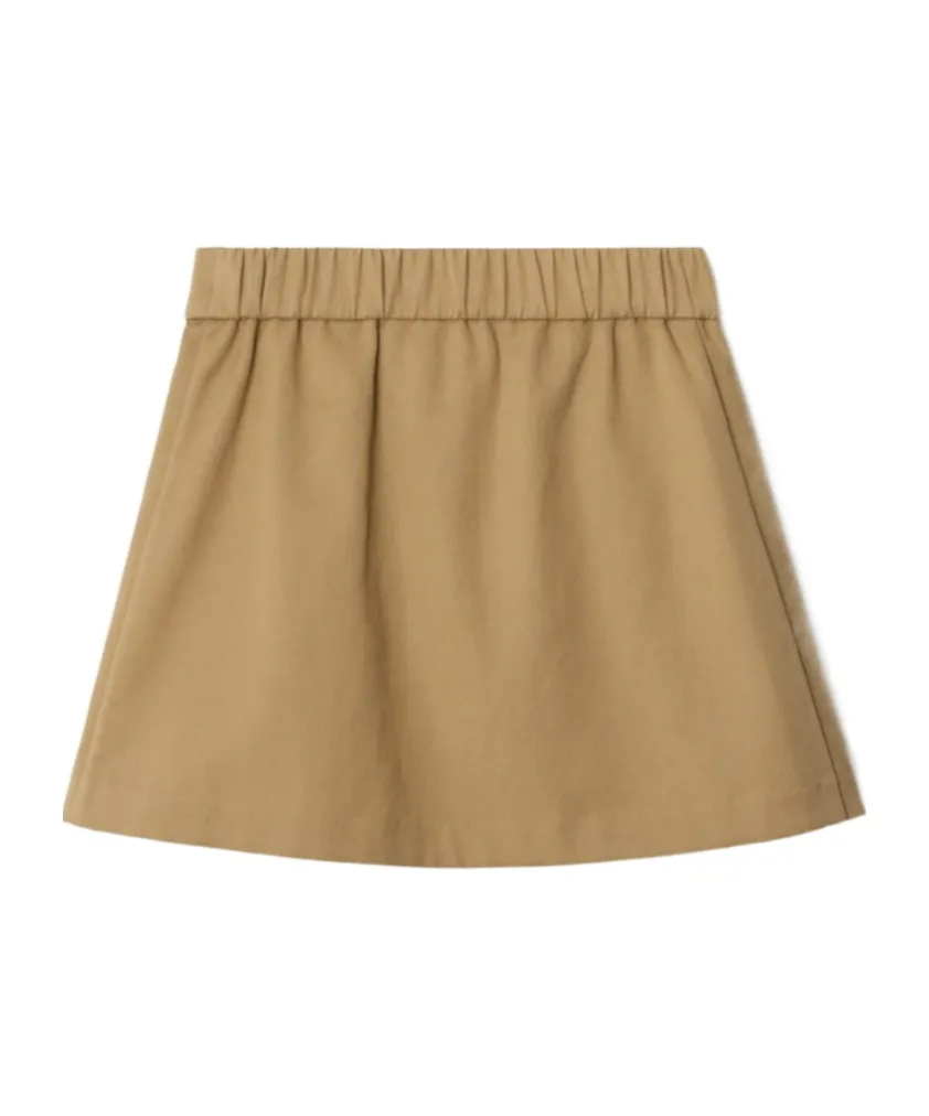 Pleated Cotton Blend Skirt