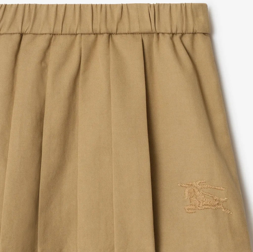 Pleated Cotton Blend Skirt