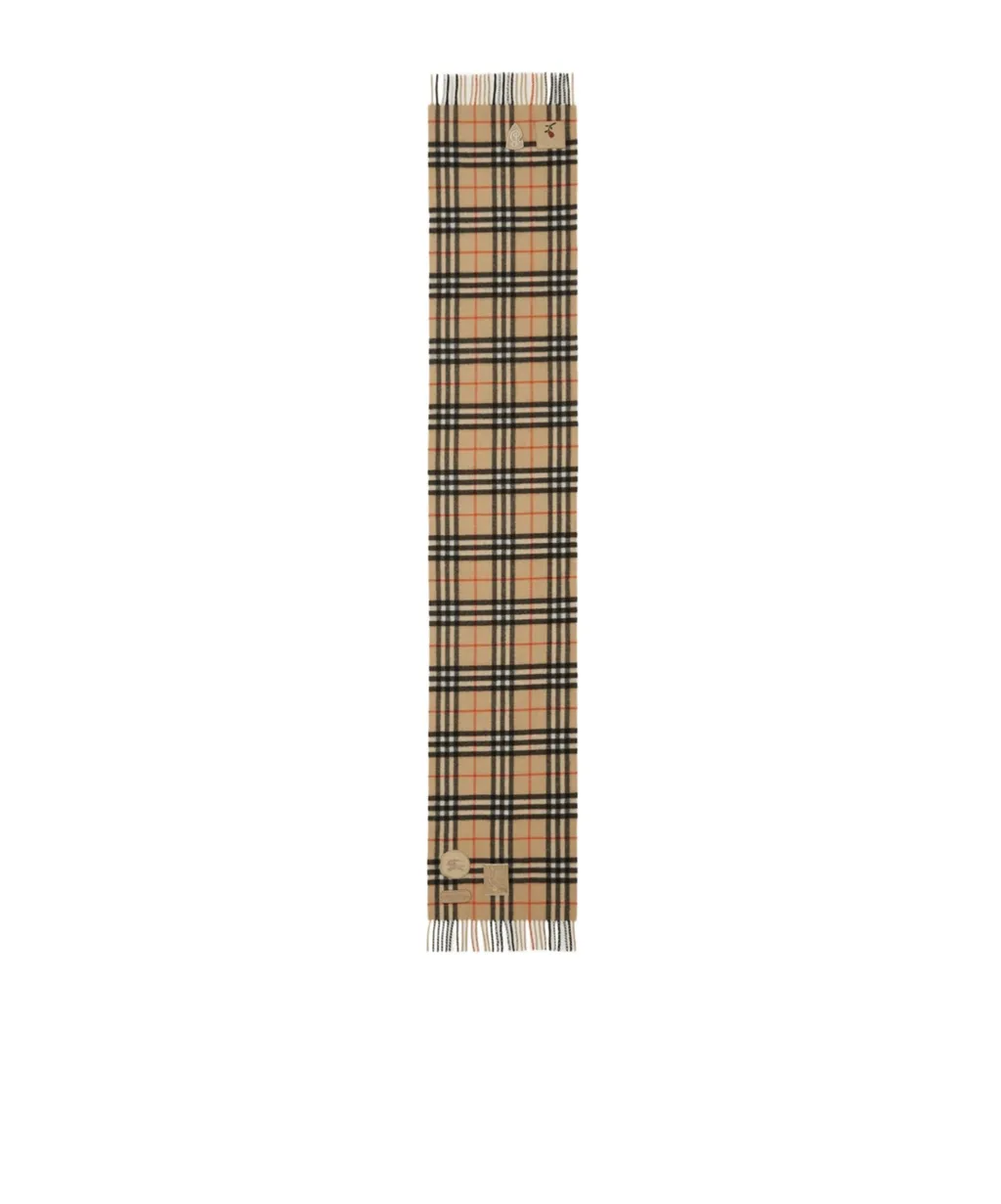 Badge Vintage Checked Fringed Scarf