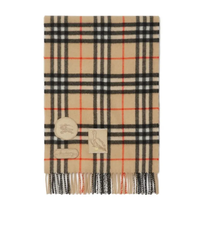Badge Vintage Checked Fringed Scarf