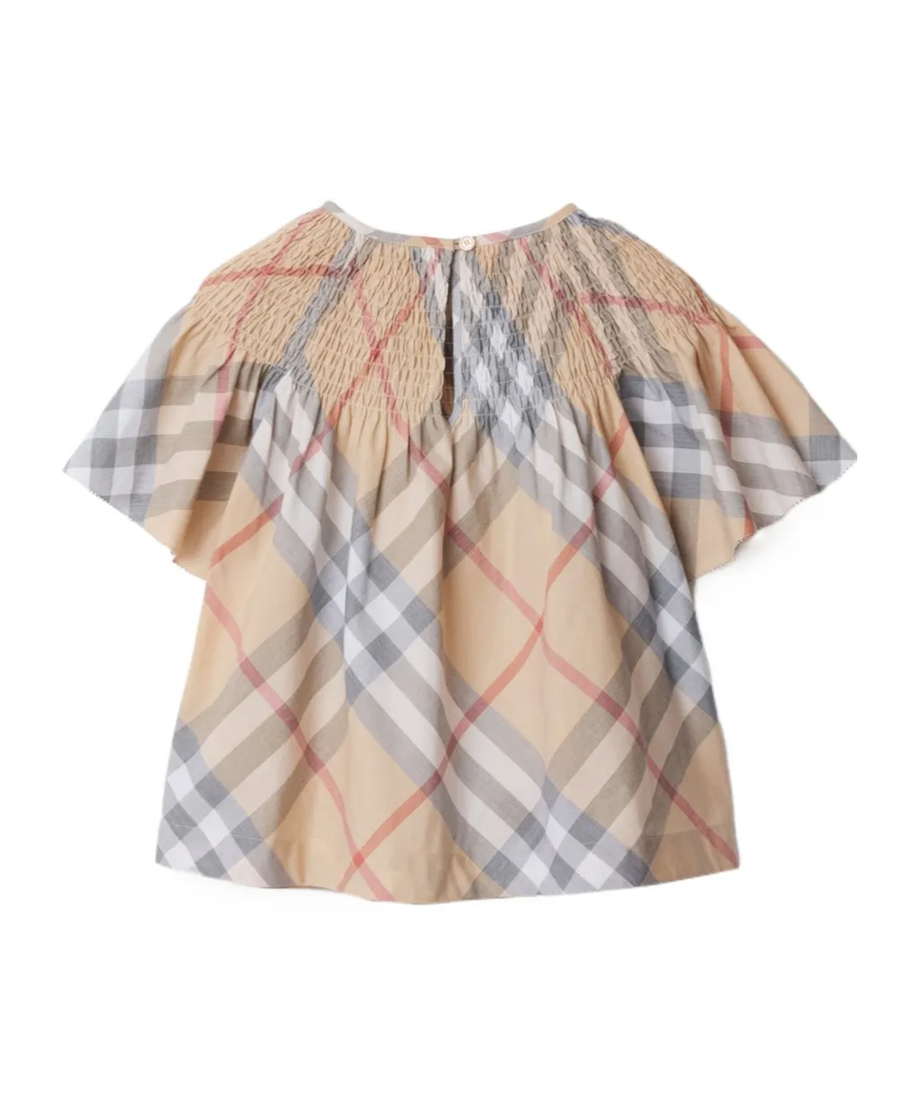Checked Smocked Panel Top