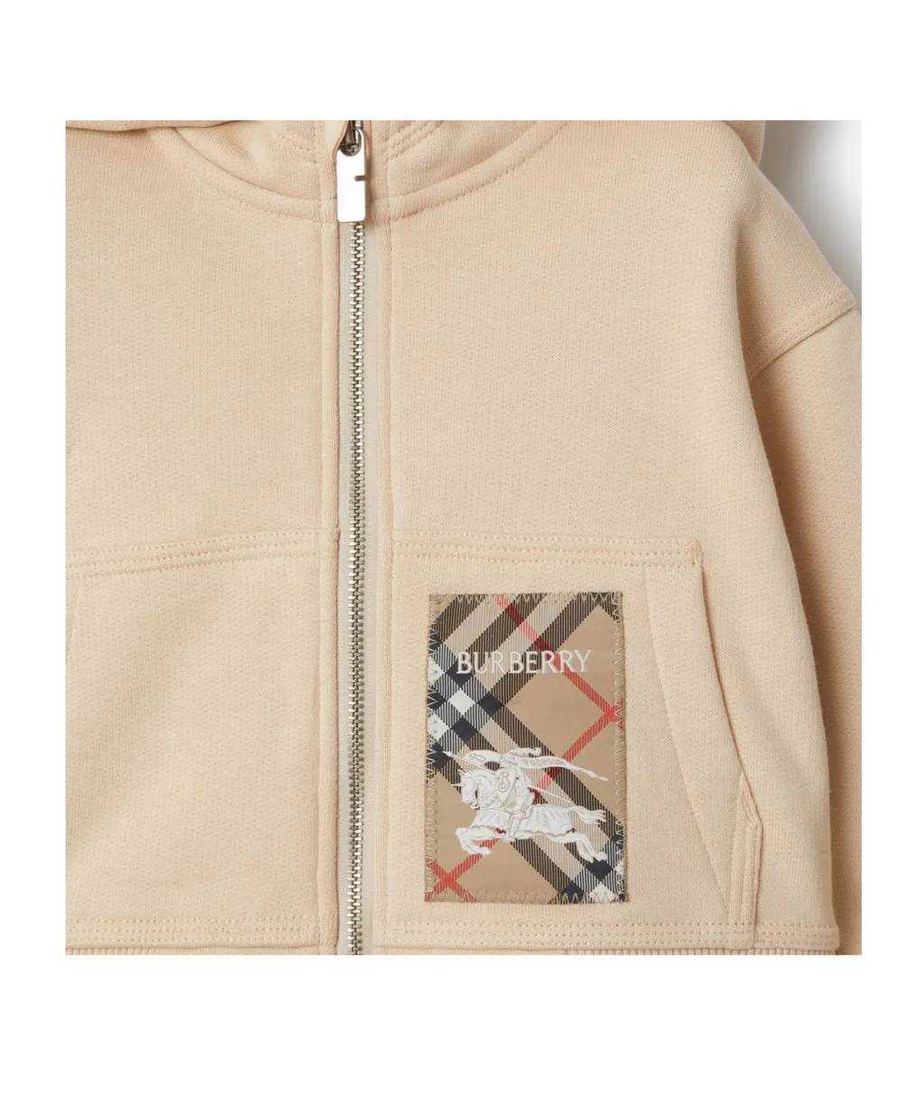 Check Label Zip-Up Hoodie