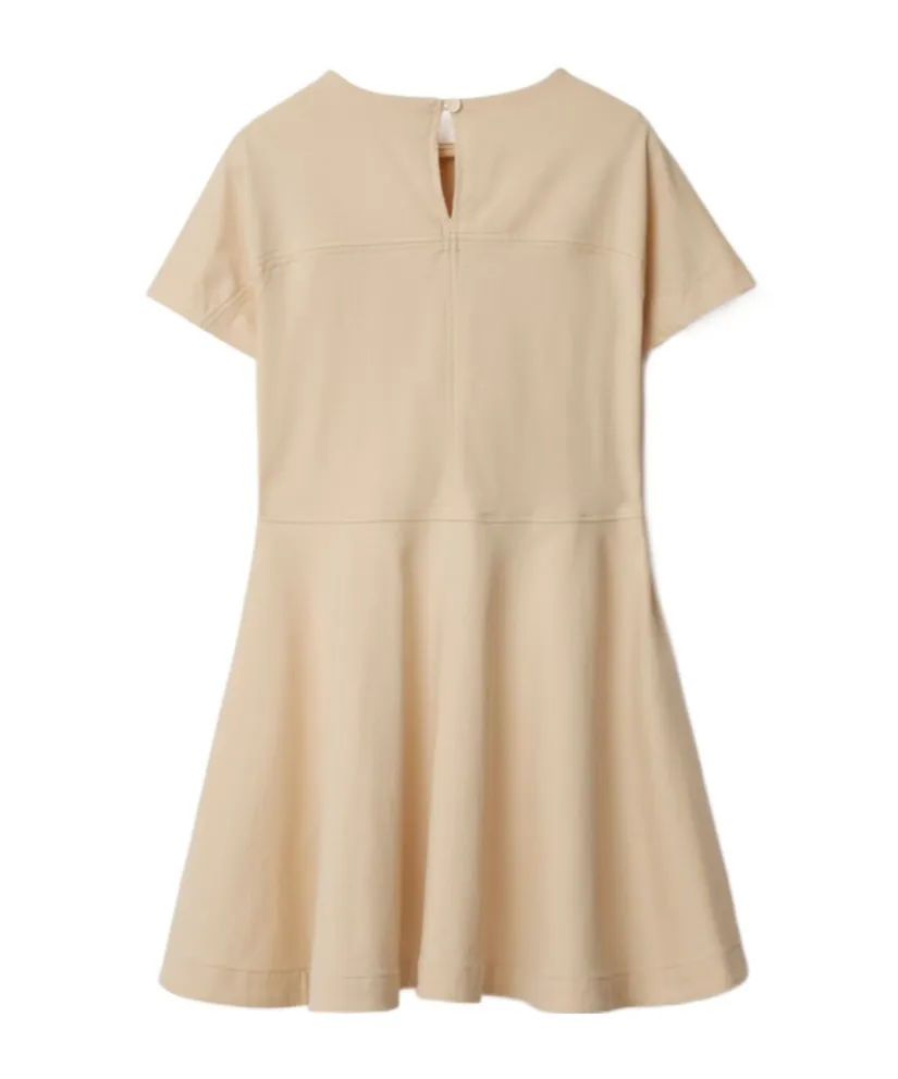 Check Label Crewneck Flared Dress
