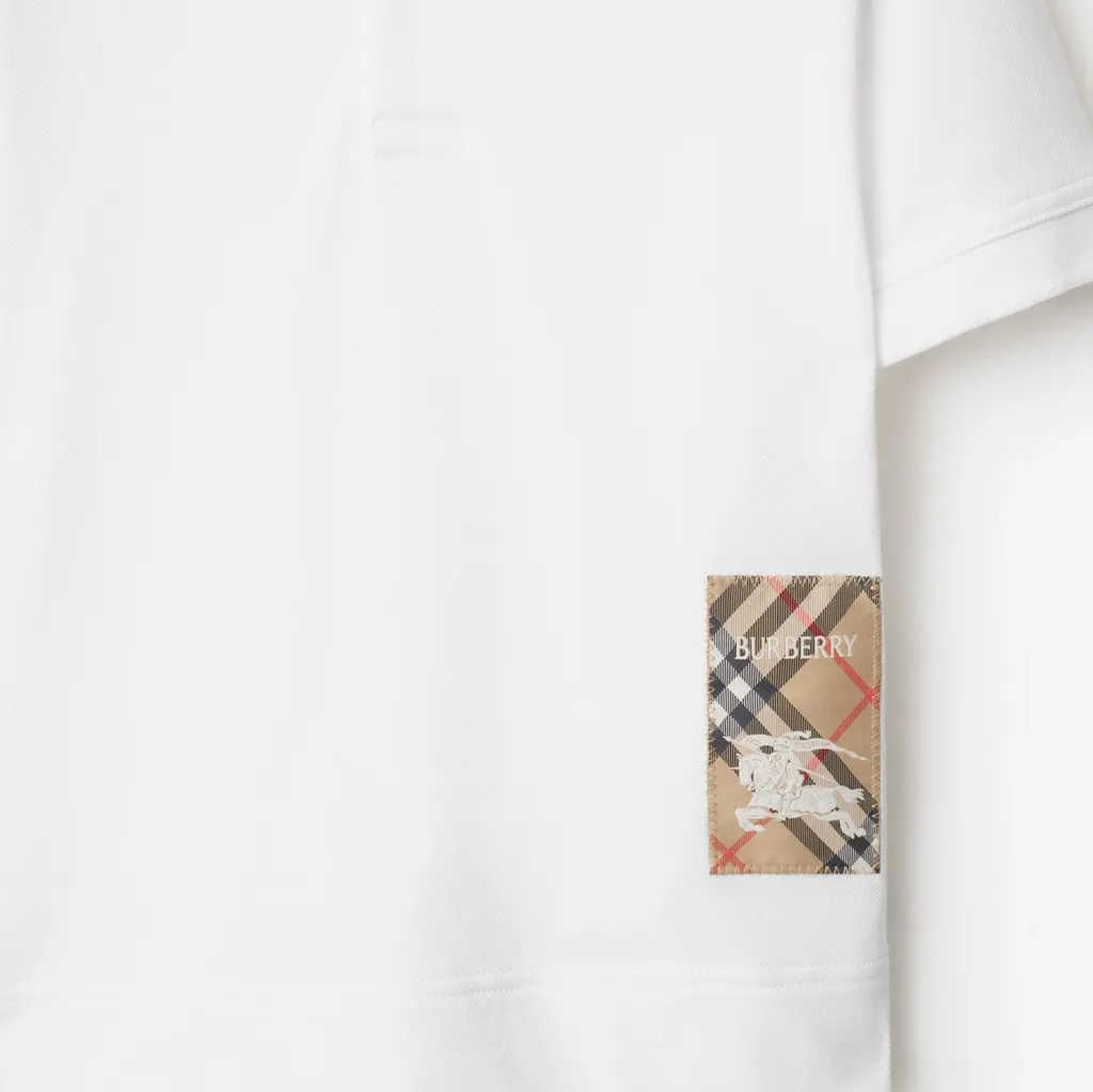 Checked Logo Patch Polo Shirt