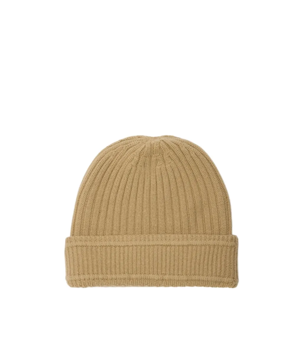 Logo Patch Ribbed-Knit Beanie