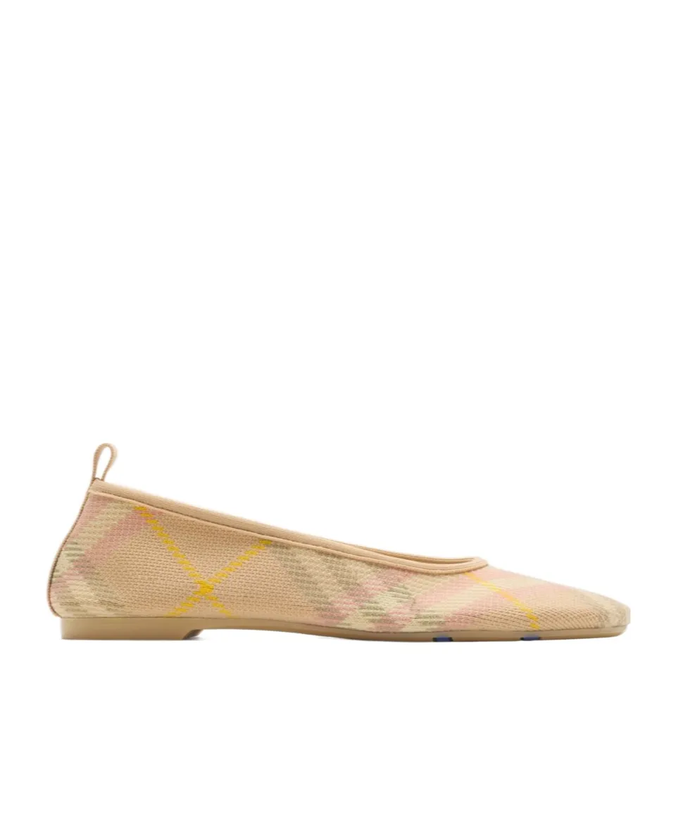 Checked Slip-On Ballerina Shoes