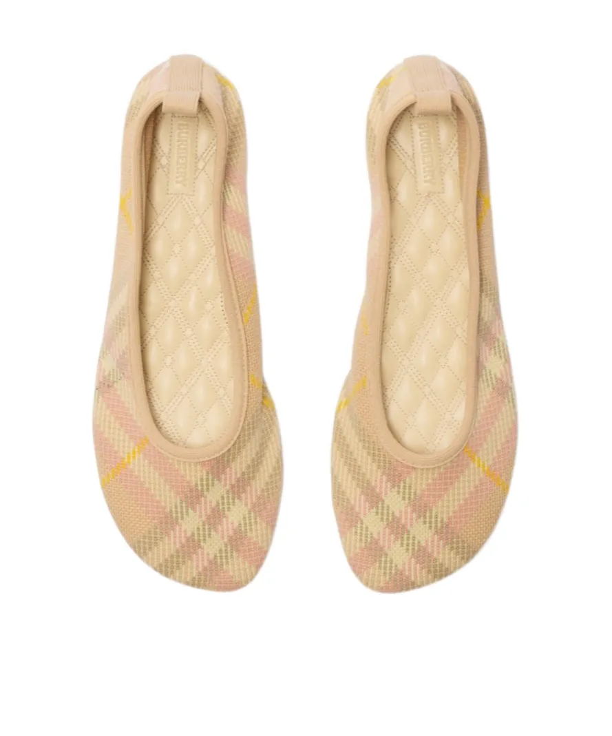 Checked Slip-On Ballerina Shoes