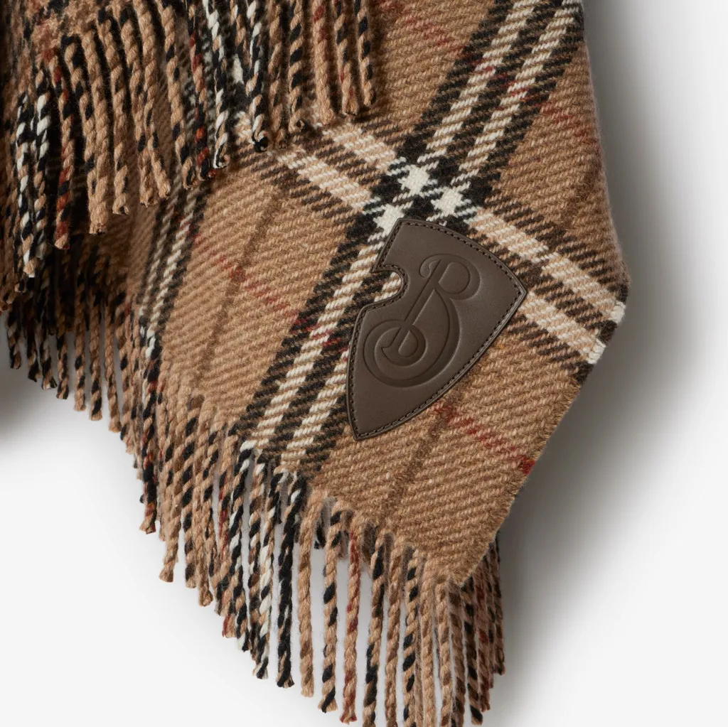 Checked Reversible Fringed Cape