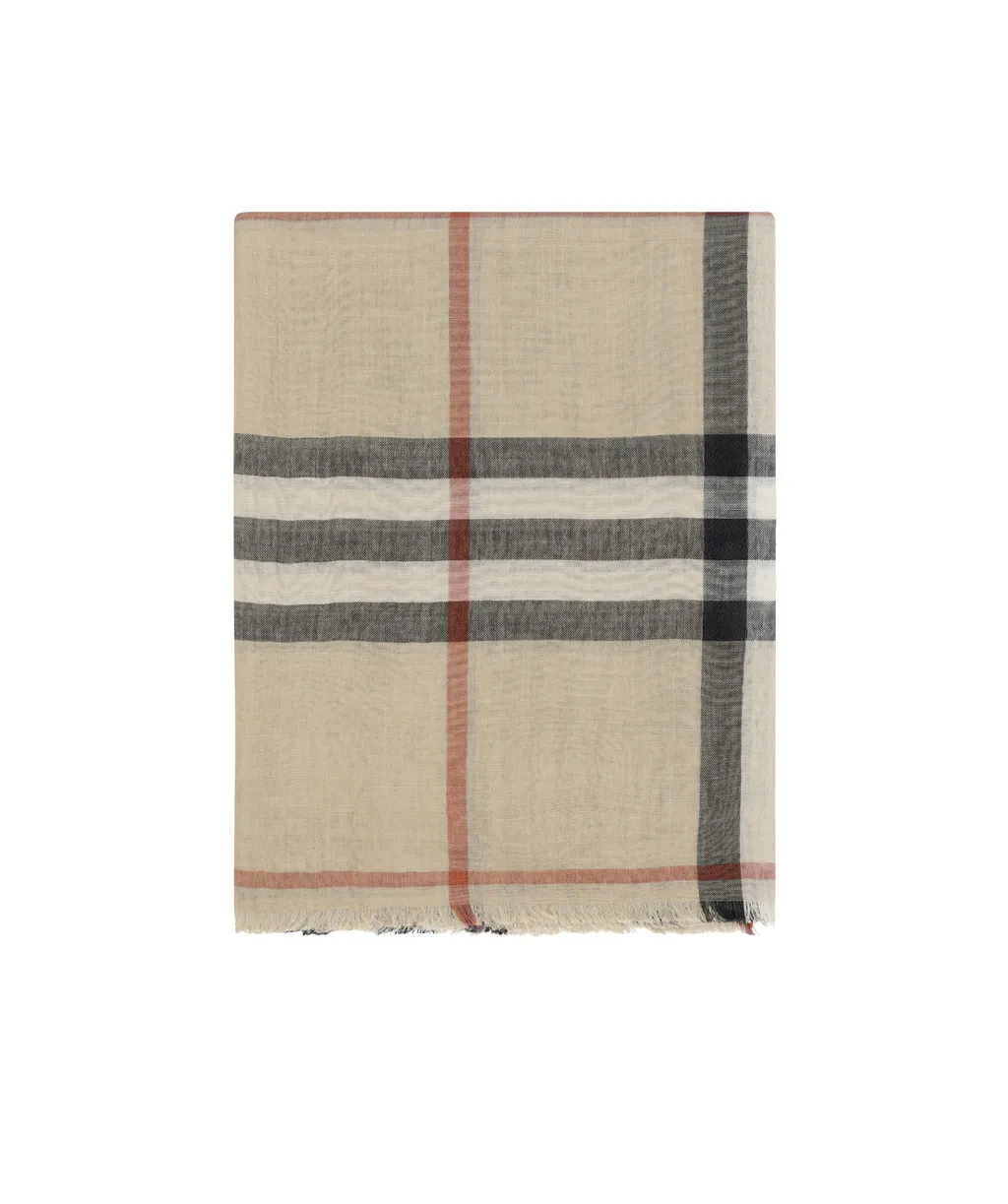 Check Printed Frayed Edge Scarf
