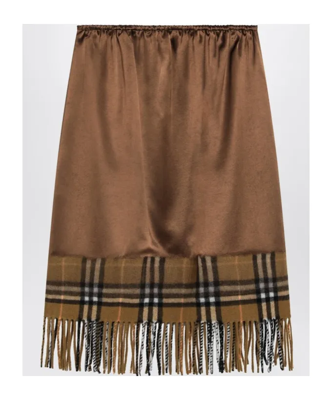Checked Fringed Edge Skirt