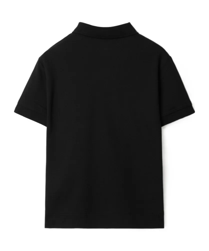 Checked Logo Patch Polo Shirt