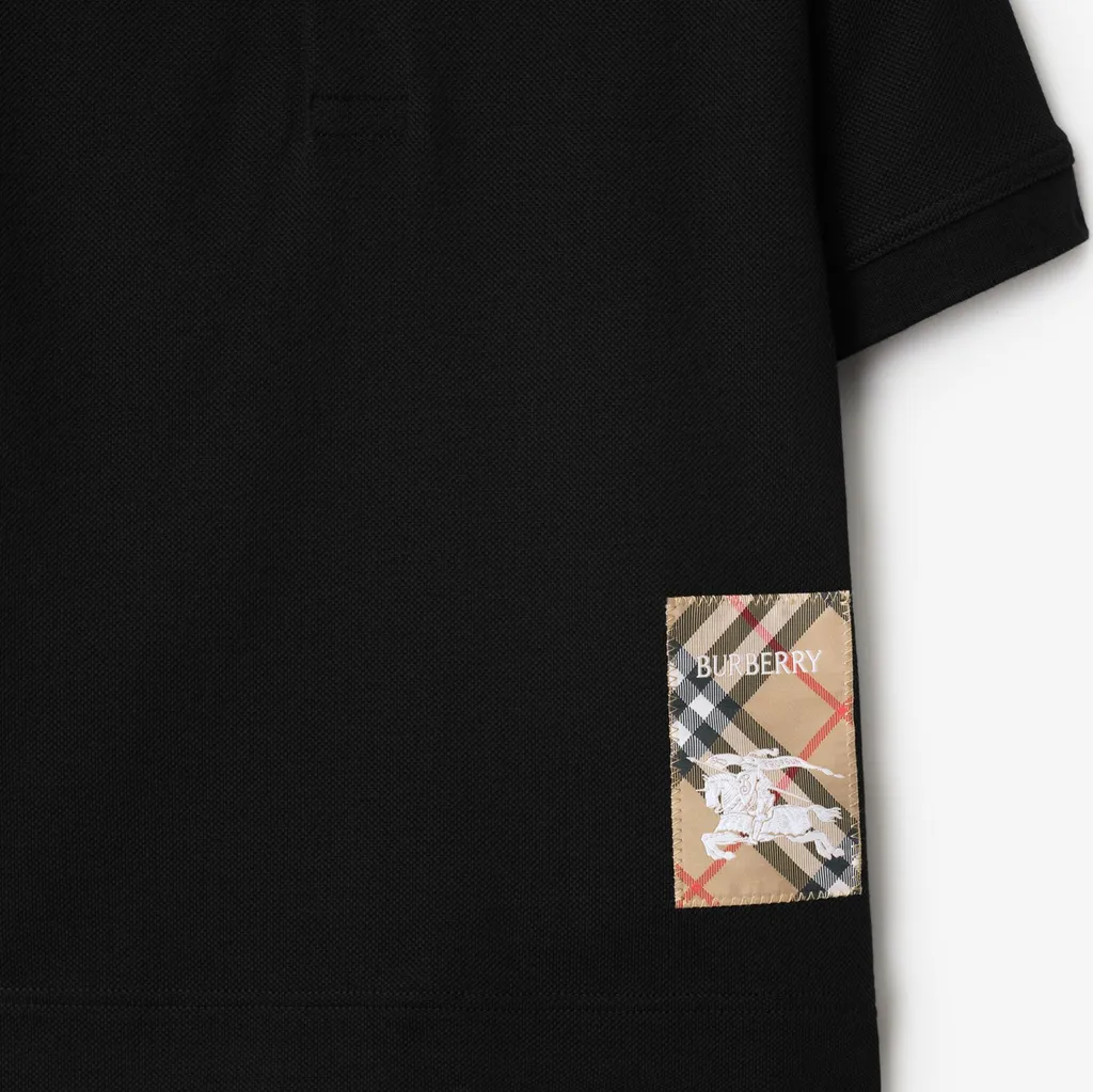 Checked Logo Patch Polo Shirt