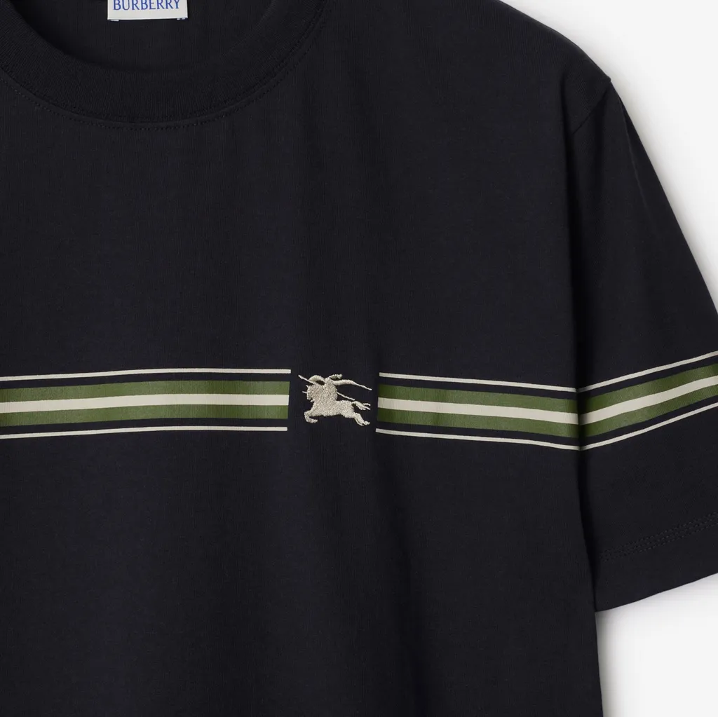Logo Embroidered Striped Crewneck T-Shirt