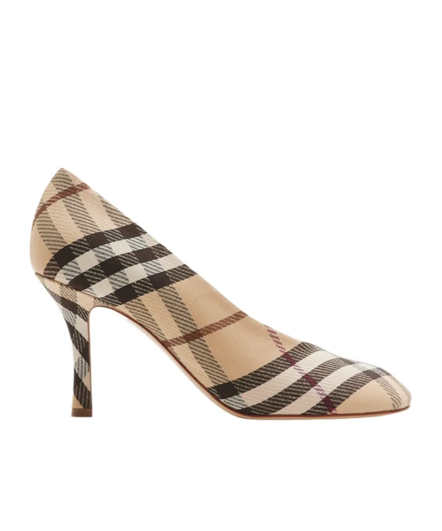 Vintage Check Square-Toe Baby Pumps