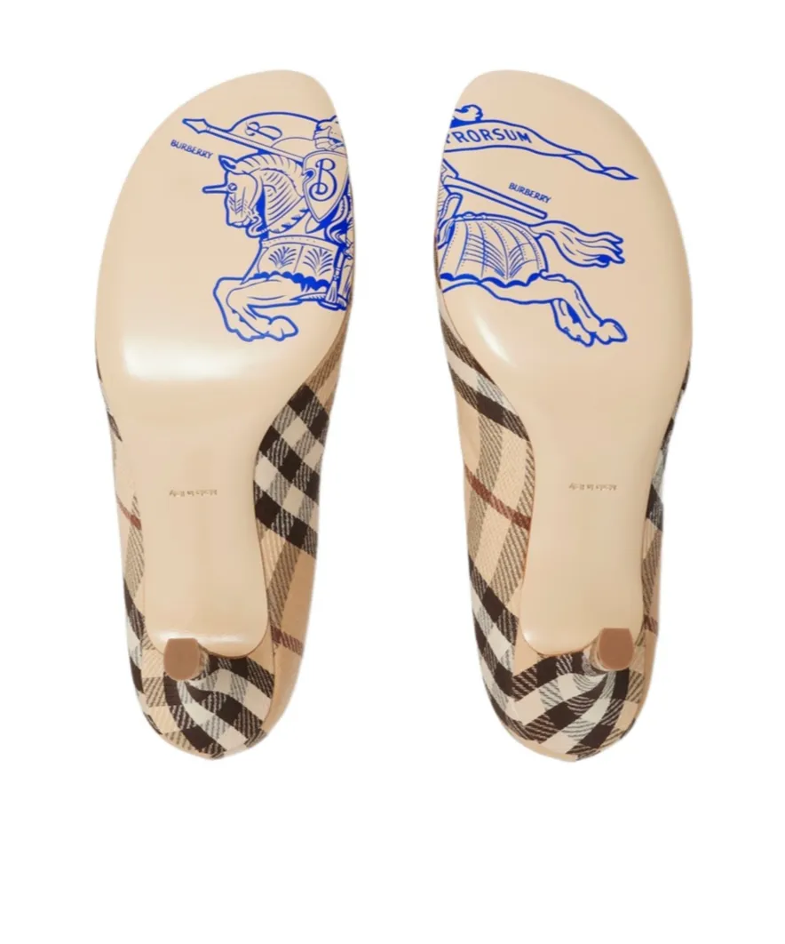 Vintage Check Square-Toe Baby Pumps