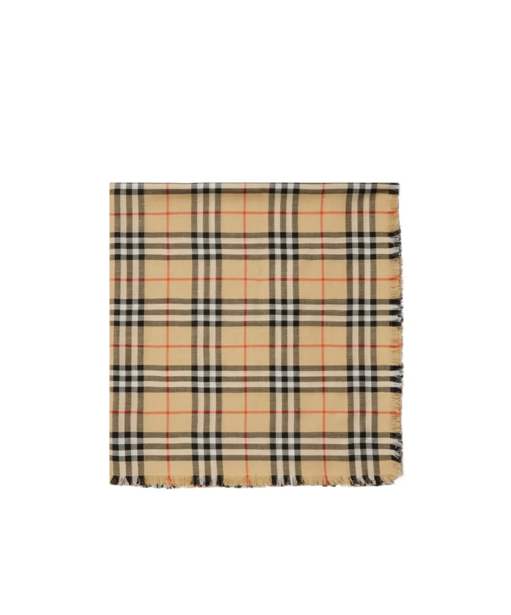 Checked Fringed Scarf