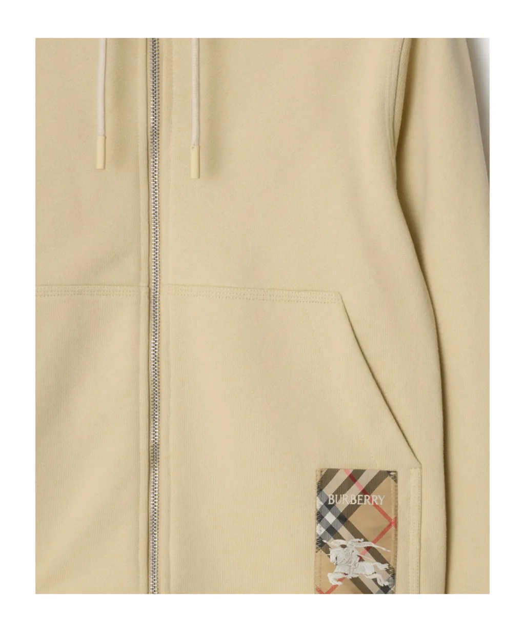 Logo Patch Zipped Drawstring Hoodie