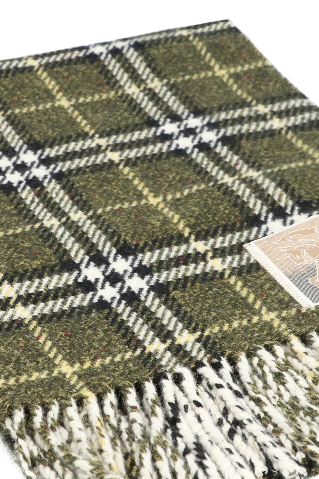 Checkered Logo Patch Fringed Scarf