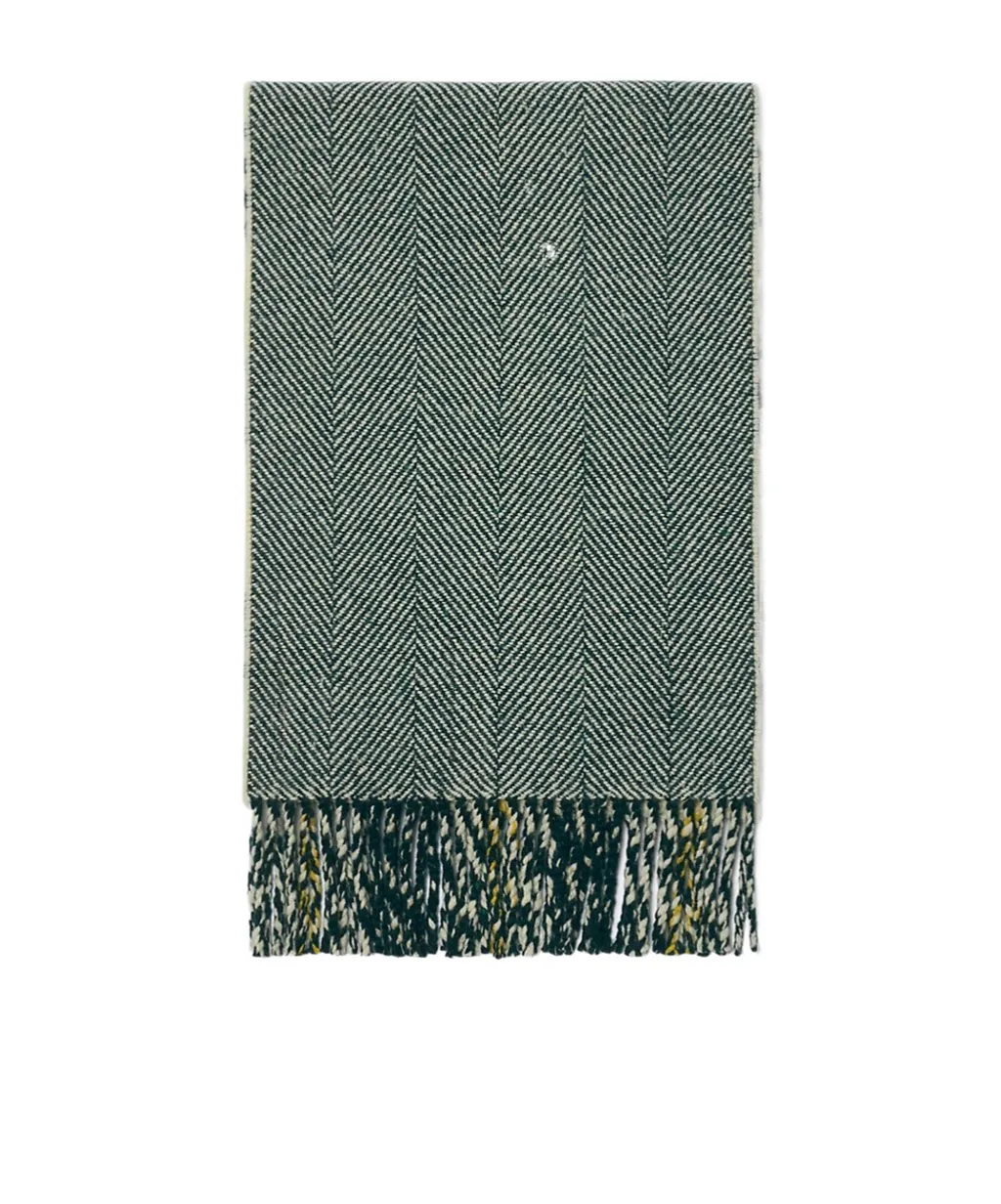 Checkered Logo Patch Fringed Scarf