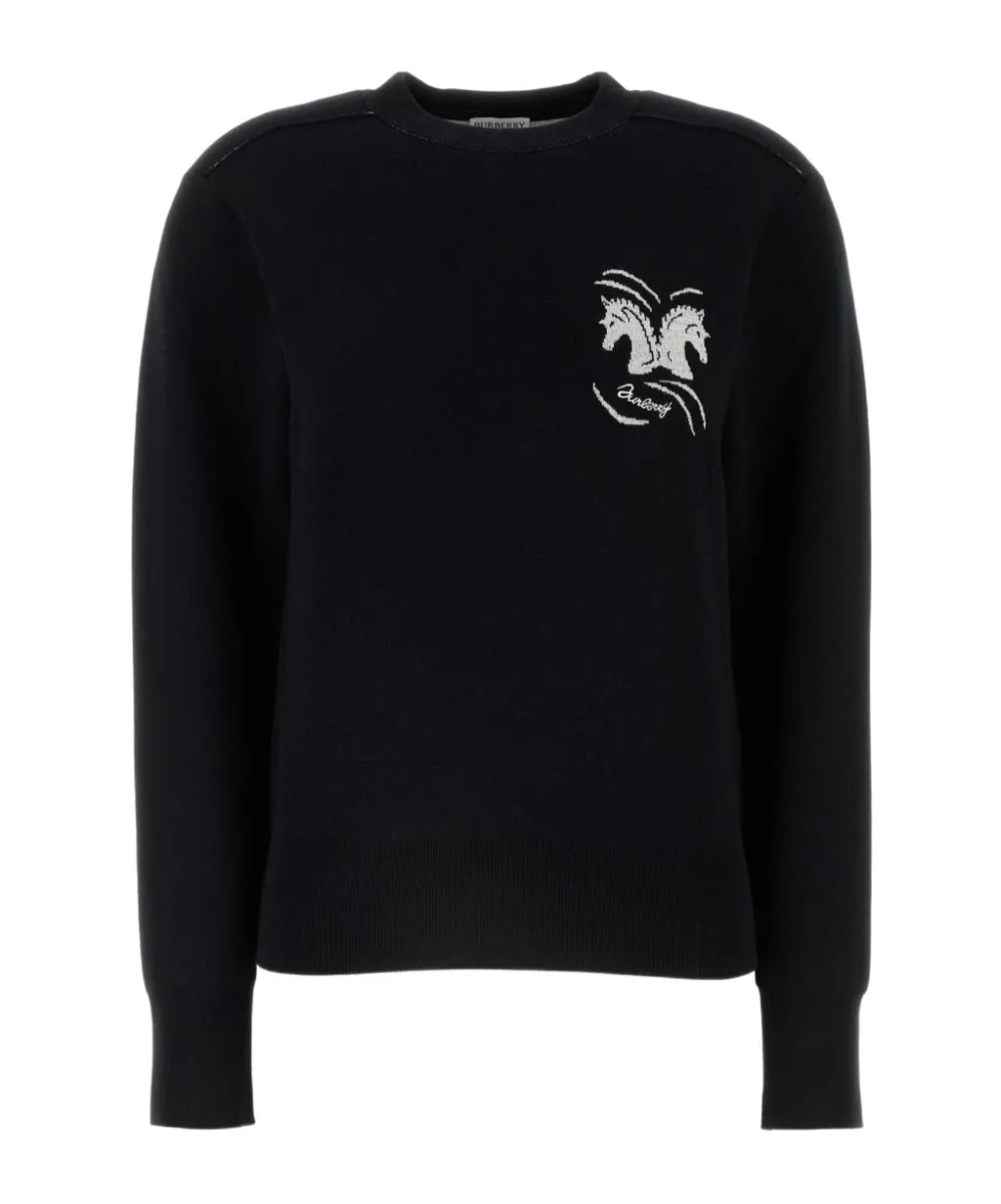 Mirrored Horse Intarsia-Knit Crewneck Jumper