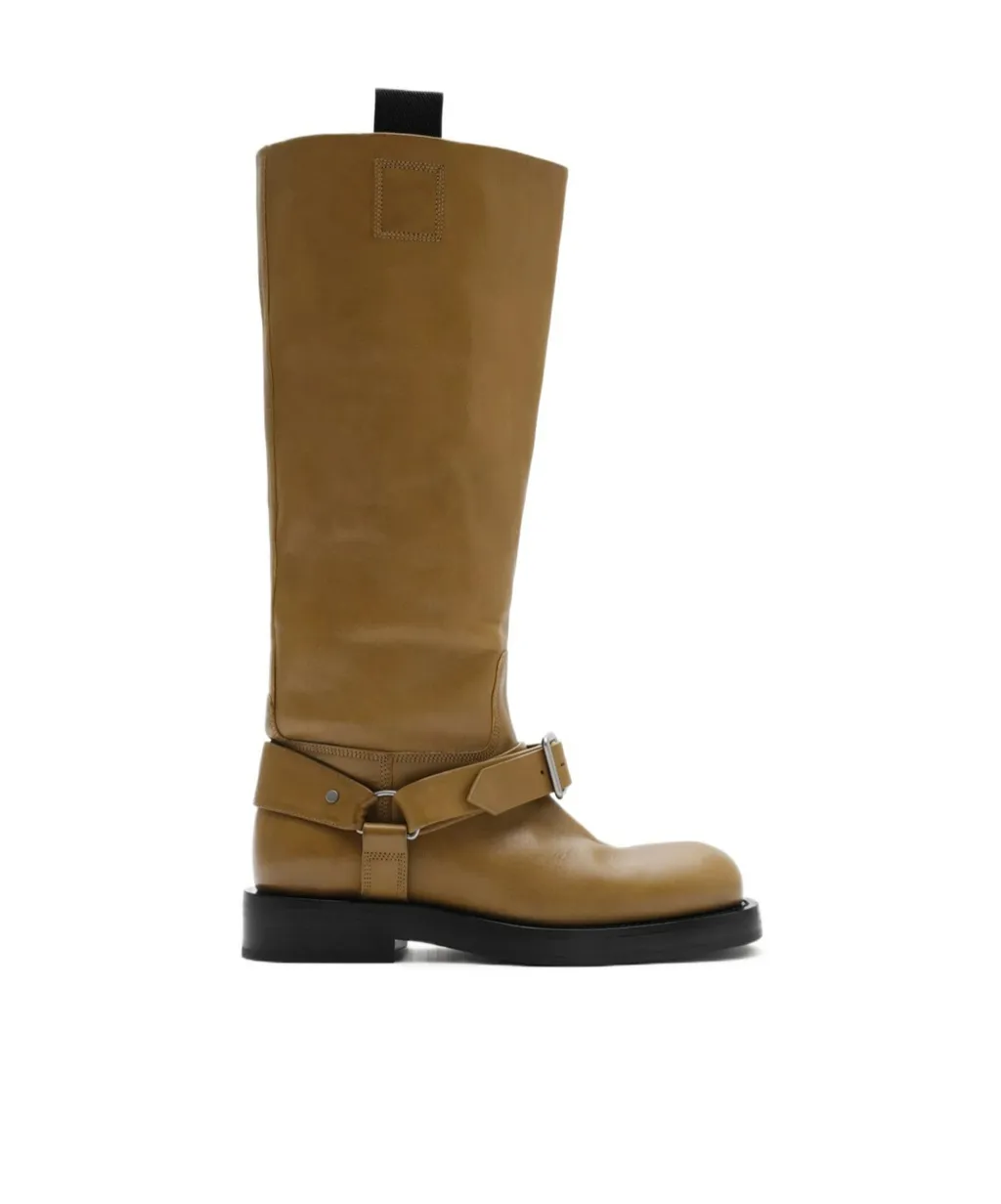 Leather Saddle High Boots