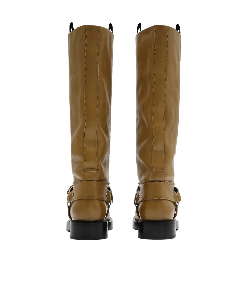Leather Saddle High Boots