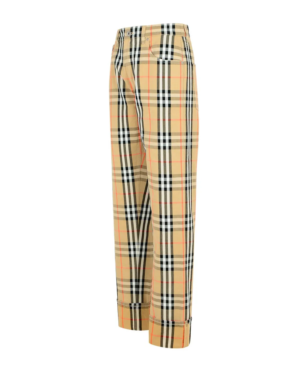 Straight-Leg Checked Trousers